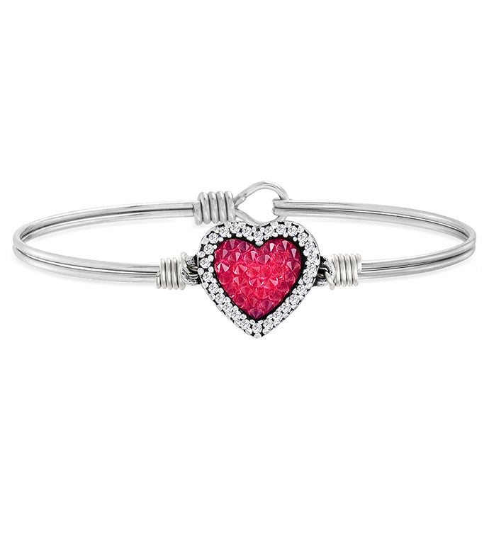 Luca + Danni Heart Bangle Bracelet With Red Crystal Rocks 